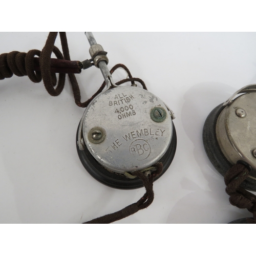 9258 - Two pairs of headphones, possibly for wartime communications, one marked 2000, the other marked 'ALL... 