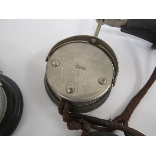 9258 - Two pairs of headphones, possibly for wartime communications, one marked 2000, the other marked 'ALL... 