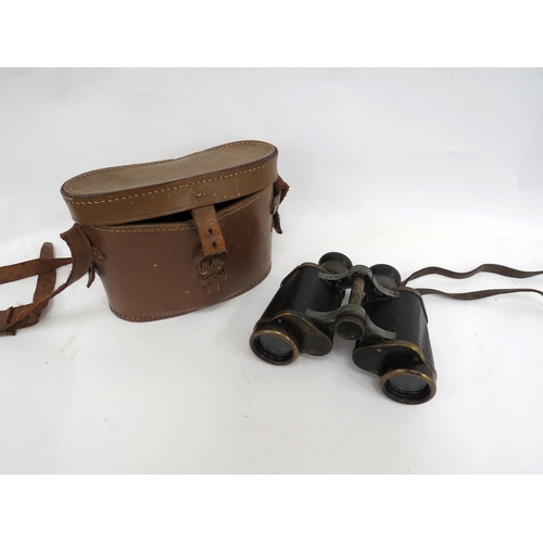 9284 - A pair of WWI era Imperial German binoculars by Zeiss, stamped with M (Marine) and crown, together w... 