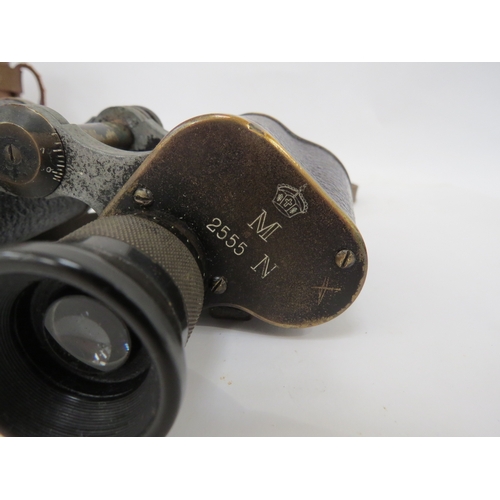 9284 - A pair of WWI era Imperial German binoculars by Zeiss, stamped with M (Marine) and crown, together w... 