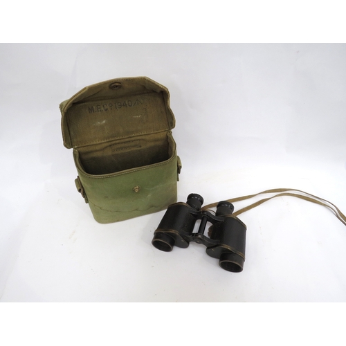 9285 - A pair of WWII 1942 dated Kershaw binoculars with webbing case