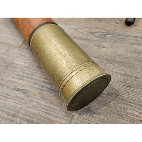 9208 - A Ross of London leather and brass bound telescope of large proportions, approximately 135cm long