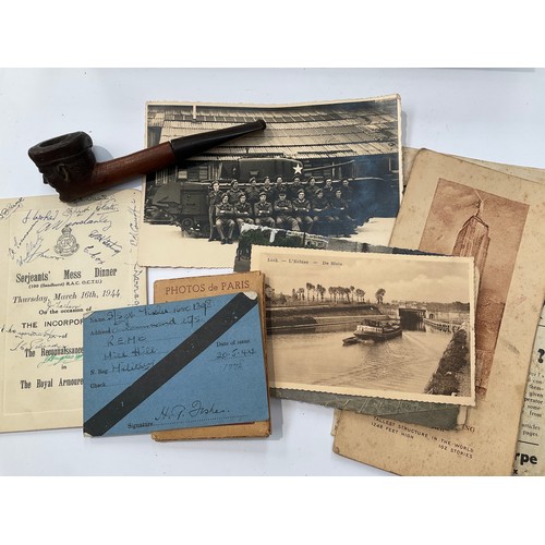 9412 - A selection of militaria items including ephemera and a Montgomery pipe