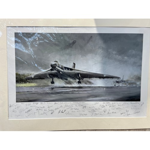 9563 - A limited edition print after Michael Rondot 'Vulcan Scramble', Vulcan taking off on runway, large n... 