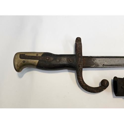 9337 - A NAAFI marked 1941 2pr No. 2 shell case together with a French Gras bayonet with scabbard (2)