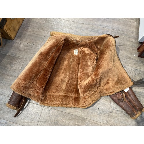 9206 - A WWII British Irvin leather and sheepskin flying jacket, size 6, circa 1940, together with associat... 