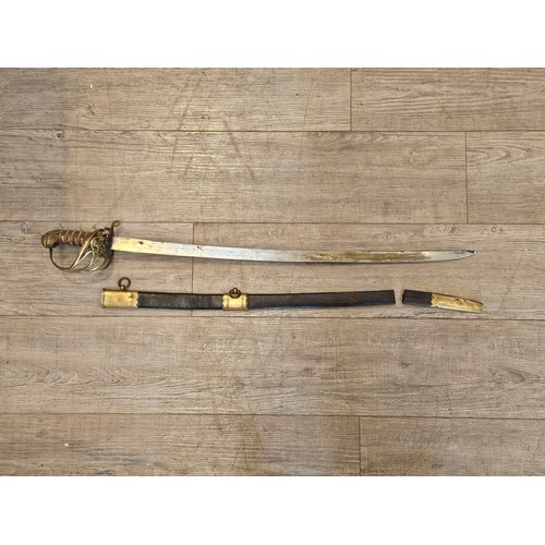 9352 - A Victorian Infantry Office's sword circa 1860, a later variation of the 1822 pattern, Gothic brass ... 