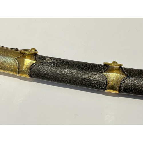 9374 - A 19th Century Persian / Ottoman Shamshir, the mameluke style hilt with rhino horn pistol grip and c... 