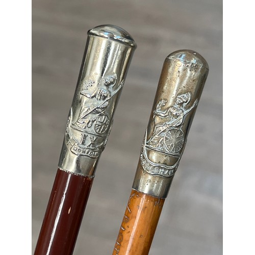 9367 - NORFOLK REGIMENT INTEREST: Two Norfolk Regiment swagger sticks including OTC Gresham School