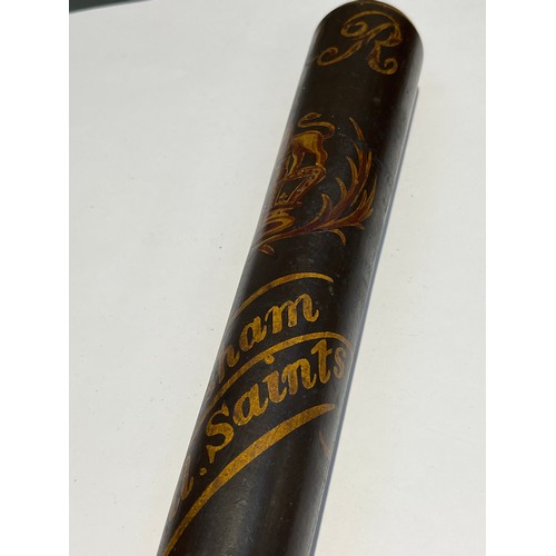 9364 - LOCAL INTEREST (NORFOLK): A Victorian policeman's truncheon, hand painted with V.R. over lion and cr... 