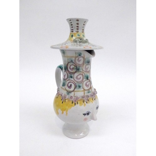 7210 - BJORN WIINBLAD (Danish 1918-2006) A lidded pottery jug with hand painted detail. Painted signature, ... 