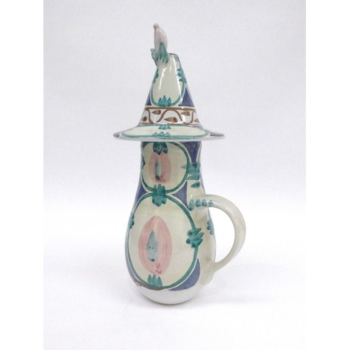 7206 - BJORN WIINBLAD (Danish 1918-2006) An earthenware face jug and cover hand painted in colours.  Painte... 