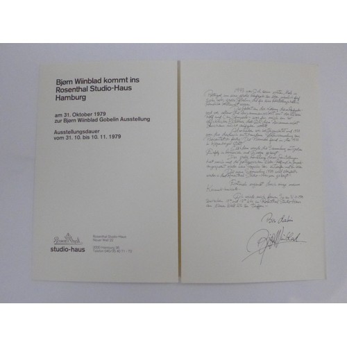 7190 - An Exhibition promotional pamphlet, Bjorn Wiinblad at Rosenthal Studio-Haus, Hamburg, 1979.  Signed ... 