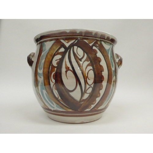 7110 - A large Alan Caiger-Smith Aldermaston lidded casserole/soup pot, painted design. Monogram to base. 2... 