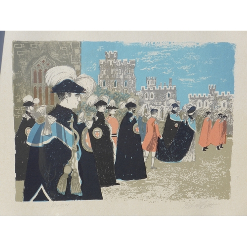 7574 - BERNARD BRETT (b.1925) Three framed and glazed prints, 'Windsor', 'Beefeaters' and 'Piper'. All penc... 