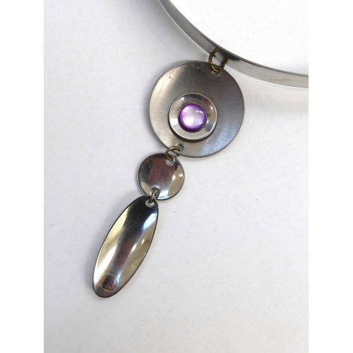 7332 - A Lord Python stainless steel cuff necklace with droplet, designed by Scott Walker