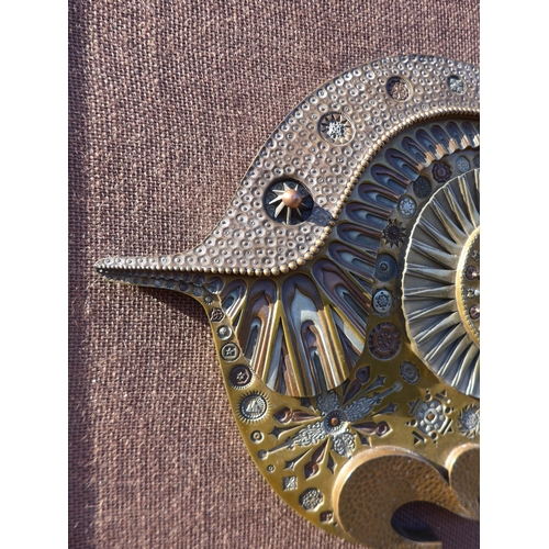 7580 - A Giovanni Schoemann (1940-1981) bronzed resin wall plaque as a stylised fish with moulded motif dec... 