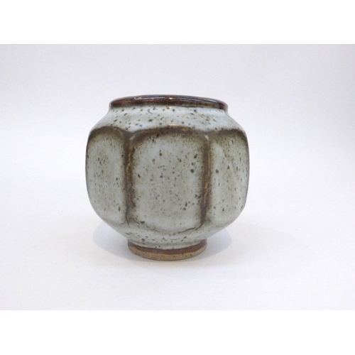 7136 - DAVID LEACH (1911-2005): A Studio pottery small cut sided pot, dolomite glaze.  Impressed personal s... 