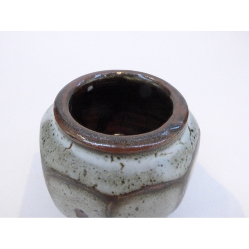 7136 - DAVID LEACH (1911-2005): A Studio pottery small cut sided pot, dolomite glaze.  Impressed personal s... 