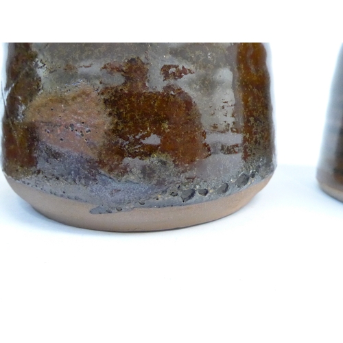 7051 - St Ives Leach Pottery - Four various jugs with tenmoku and similar glazes. Impressed Pottery seals o... 