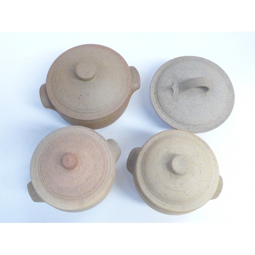 7224 - St Ives Leach Pottery - Four Standard Ware lidded casserole/soup tureens.  Impressed Pottery seals o... 