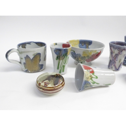 7089 - A collection of Dartington Pottery including bowl, jug, mug, etc, designed by Janice Tchalenko.  Tal... 