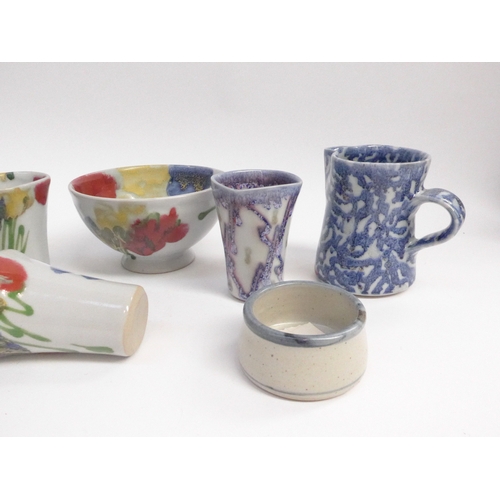 7089 - A collection of Dartington Pottery including bowl, jug, mug, etc, designed by Janice Tchalenko.  Tal... 