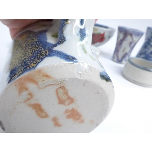 7089 - A collection of Dartington Pottery including bowl, jug, mug, etc, designed by Janice Tchalenko.  Tal... 