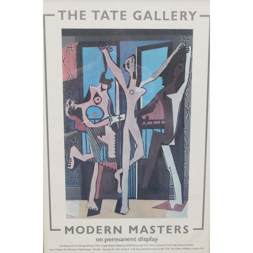 7549 - A framed and glazed exhibition poster - Modern Masters - the Tate Gallery Permanent display, 1985.  ... 