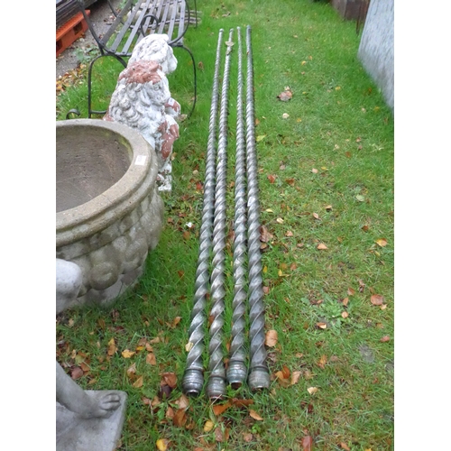 3450 - Four brass sugar twist poles from a gallopers, approx 114