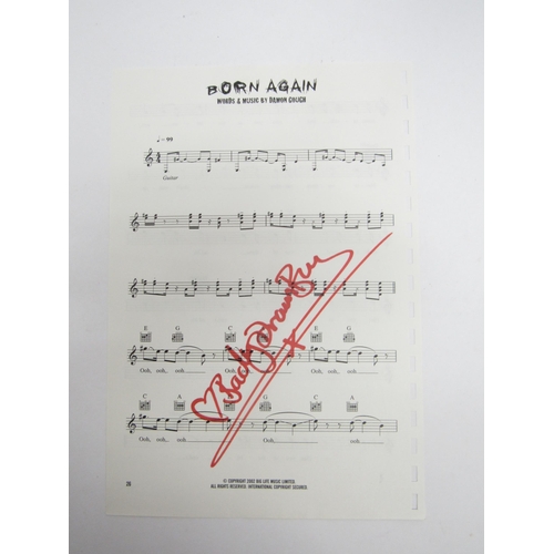 1108 - BADLY DRAWN BOY (DAMON GOUGH): A page of sheet music for 'Born Again', signed by Badly Drawn Boy