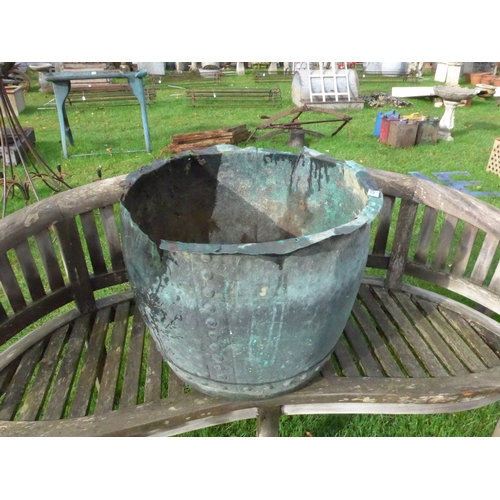 2011 - A 19th century riveted copper copper log bin, 58cm diameter, a/f