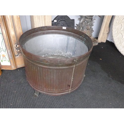 2021 - A large copper planter with tin liner, 46cm tall, 63cm diameter