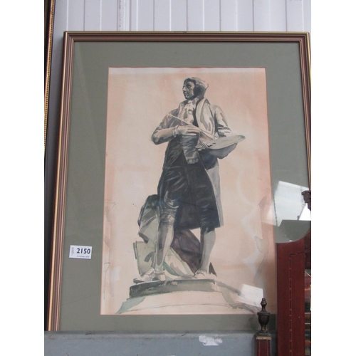 2110 - Artist study of Gainsborough statue, 47cm x 30cm