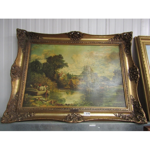 2212 - After John Constable 'White Horse' oleograph gilt framed, 44cm x 64cm