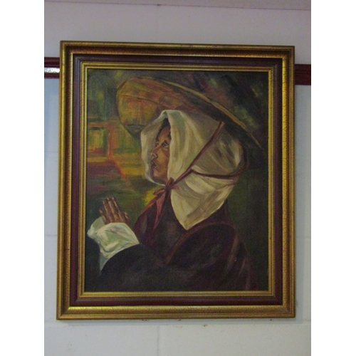 1014 - An oil on board of Vietnamese woman, unsigned, framed, 59.5cm x 49cm image size