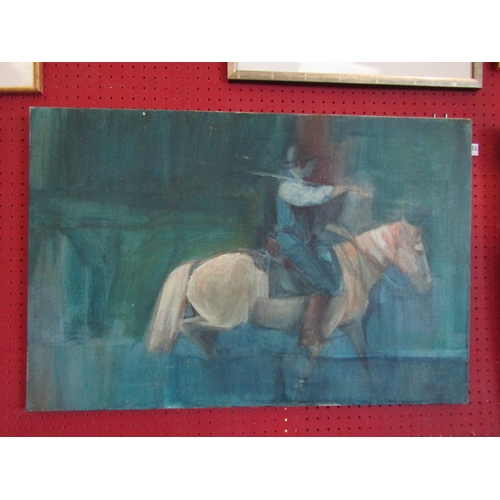 1035 - In the manner of Louis Fortuney (1875-1951) rider on horseback. Oil on canvas. unsigned, unmounted, ... 