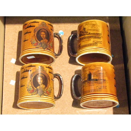 1072 - Eighteen Lord Nelson Pottery mugs depicting Royal Navy ships, together with four Bradex plates depic... 