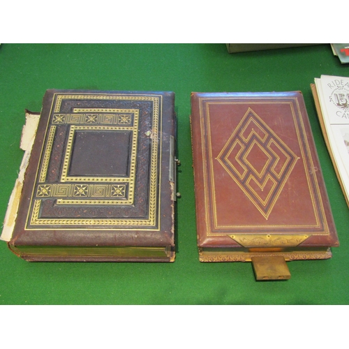 1095 - Two Victorian leather bound photograph albums, one with contents, both a/f