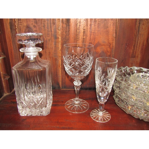 1148 - Crystal glass decanters, ashtrays and two glasses