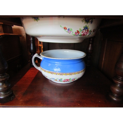 1155 - A Victorian mahogany washstand, 84cm tall x 51cm wide x 46cm deep, with jug and bowl set