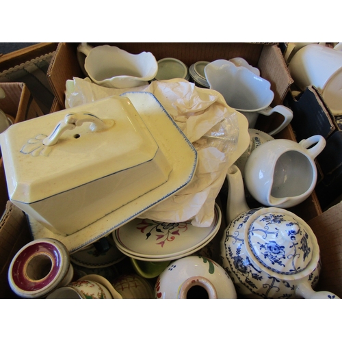 1169 - Two boxes of various ceramics and pottery including Johnson Brothers 