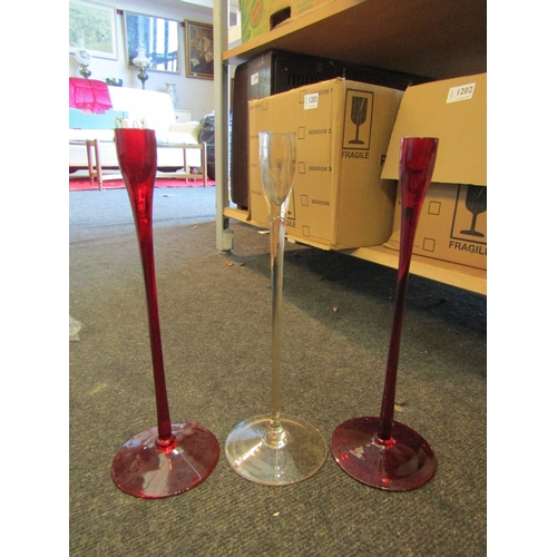 1201 - A box of modern glass candlesticks