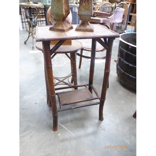 2015 - A 1920's two tier bamboo occasional table and another (2)