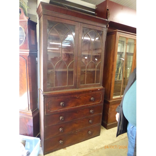 2094 - A Georgian mahogany secretaire bookcase