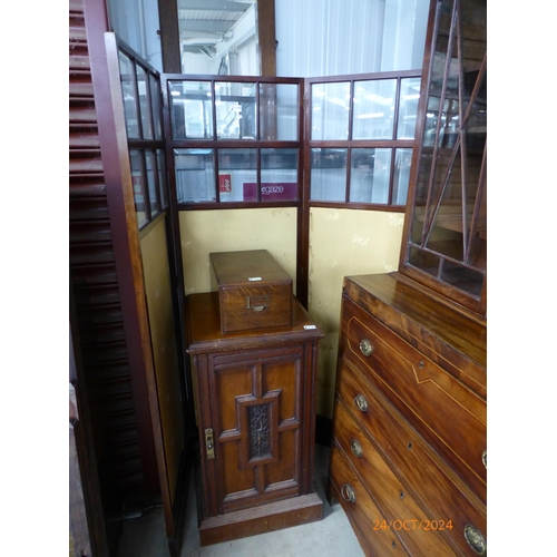 2100 - A Victorian mahogany three fold screen