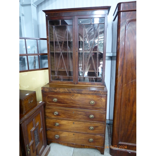 2103 - A Georgian mahogany secretaire bookcase