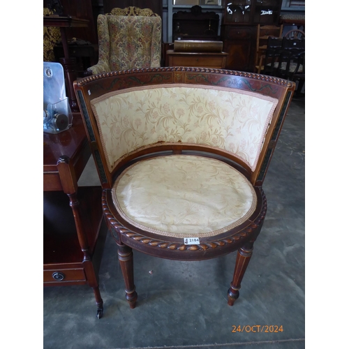 2184 - A 19th Century hand painted satinwood tub chair