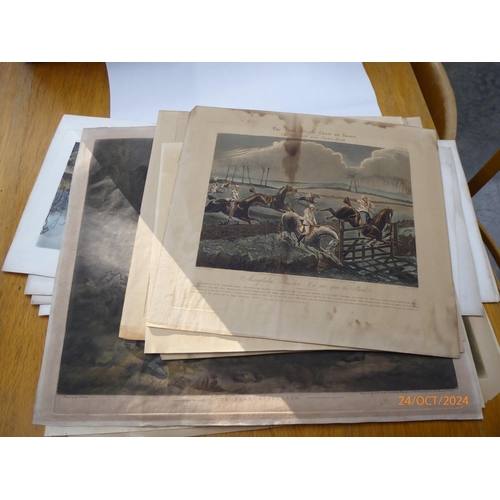 2420 - A quantity of unframed prints, horse racing themes etc