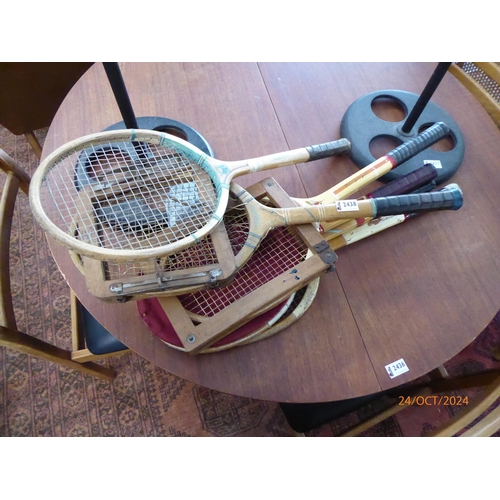 2438 - A quantity of Vintage tennis rackets